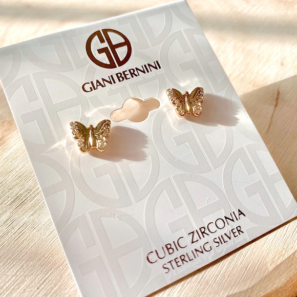 Giani Bernini Gold-Tone Crystal Butterfly Stud Earrings - Picture 4 of 7